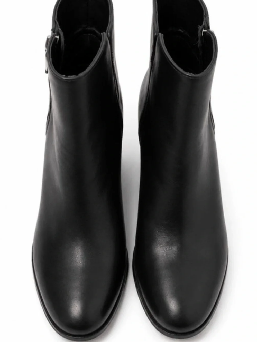 Women's Black Leather Ankle Booties with Side Zip